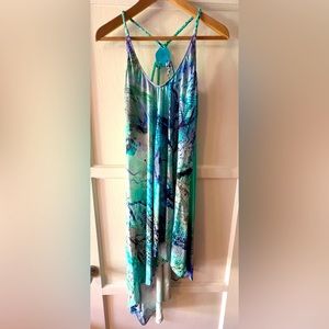 Sky high low aqua & blue size L dress with braided straps